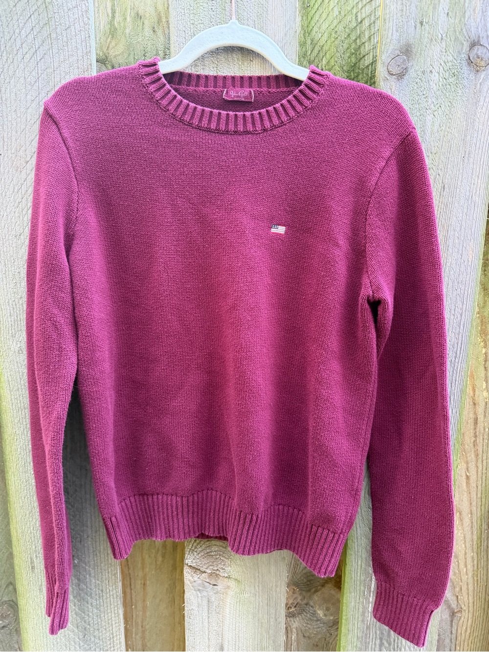 John Galt Brandy Melville Burgundy Knit American Flag Crewneck Sweater OS